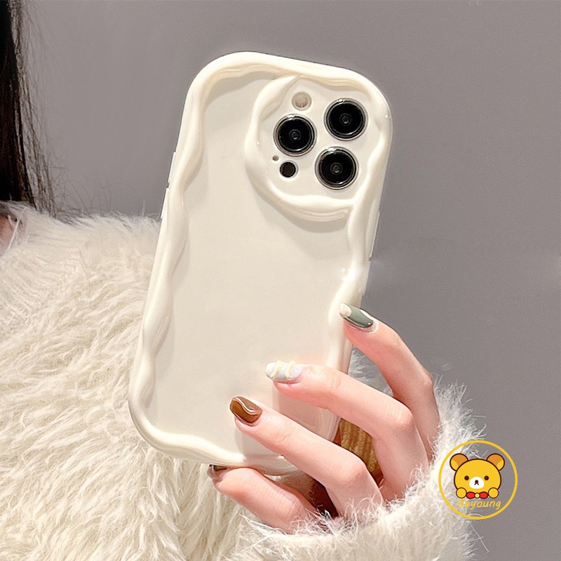 Vỏ hình sóng kem dễ thương cho realme c55 c53 n55 n53 11 pro plus 11 pro + 5g v30 v30t v15 gt neo neo2t 5g vỏ điện thoại cặp đôi vỏ mềm tpu bảo vệ ốp lưng trong suốt đơn giản