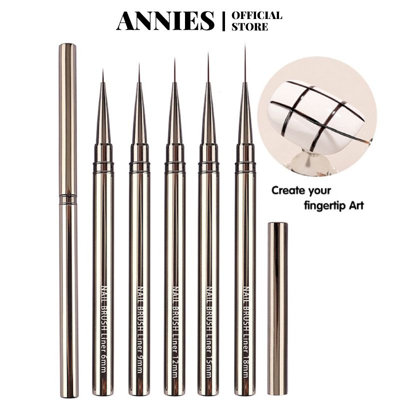 Ảnh Annies manicure pen công cụ đặc biệt kéo đường phác thảo vẽ móc cạnh bàn chải kim loại 1