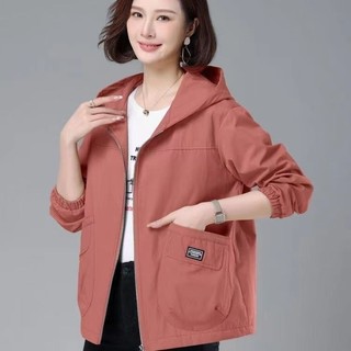Mother jacket women spring autumn new style size large loose casual all-match hoodie jacket middle-aged elderly short windbreake