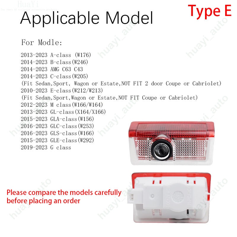 Bộ 2 Đèn Laser Chiếu Sáng Cảnh Báo Gắn Cửa Xe Hơi Mercedes Benz A B C E M Class GLA GLCGLE GLS