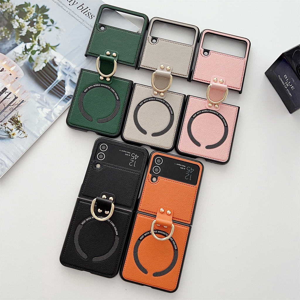 Thời Trang Vòng Da Móc Khóa Vỏ Điện Thoại Bảo Vệ Dành Cho Samsung Galaxy Z Flip 4 3 5G Chống Sốc Ốp Lưng Điện Thoại Cho Galaxy Z Flip 4 3 2 1 Phong Cách Tối Giản Với Điện Thoại Hút Từ Tính ca