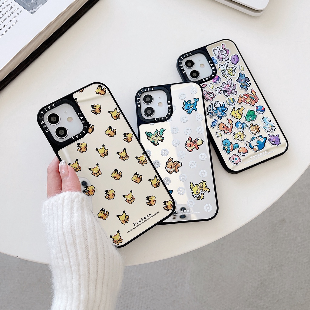 Gương Pokémon Pikachu 8bit Pixel Dễ Thương Anime Nhật Bản Hoạt Hình Trò Chơi Vỏ Cứng Vỏ Tương Thích Cho iPhone 16 Pro Max Plus 15 / 14 / 13 / 12 / 11 / X / XS / XR / SE / 8 / 7 / 6