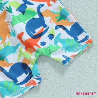 Mgg-kid Bé Trai Bơi Romper Đi Biển Mùa Hè Đồ Bơi Tay Ngắn Cổ Tròn Hoạt Hình Khủng Long In Đồ Bơi Quần Short Nắp
