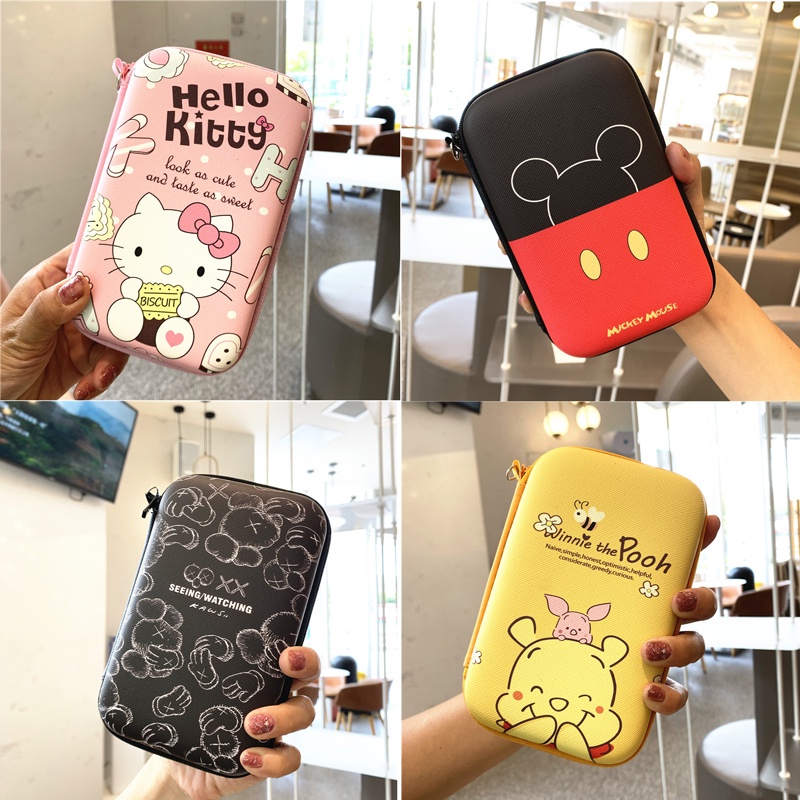 Túi Đựng Tai Nghe / Dây Cáp Sạc USB Hình Doraemon / Mickey Stellalou Dễ Thương Có Khóa Kéo