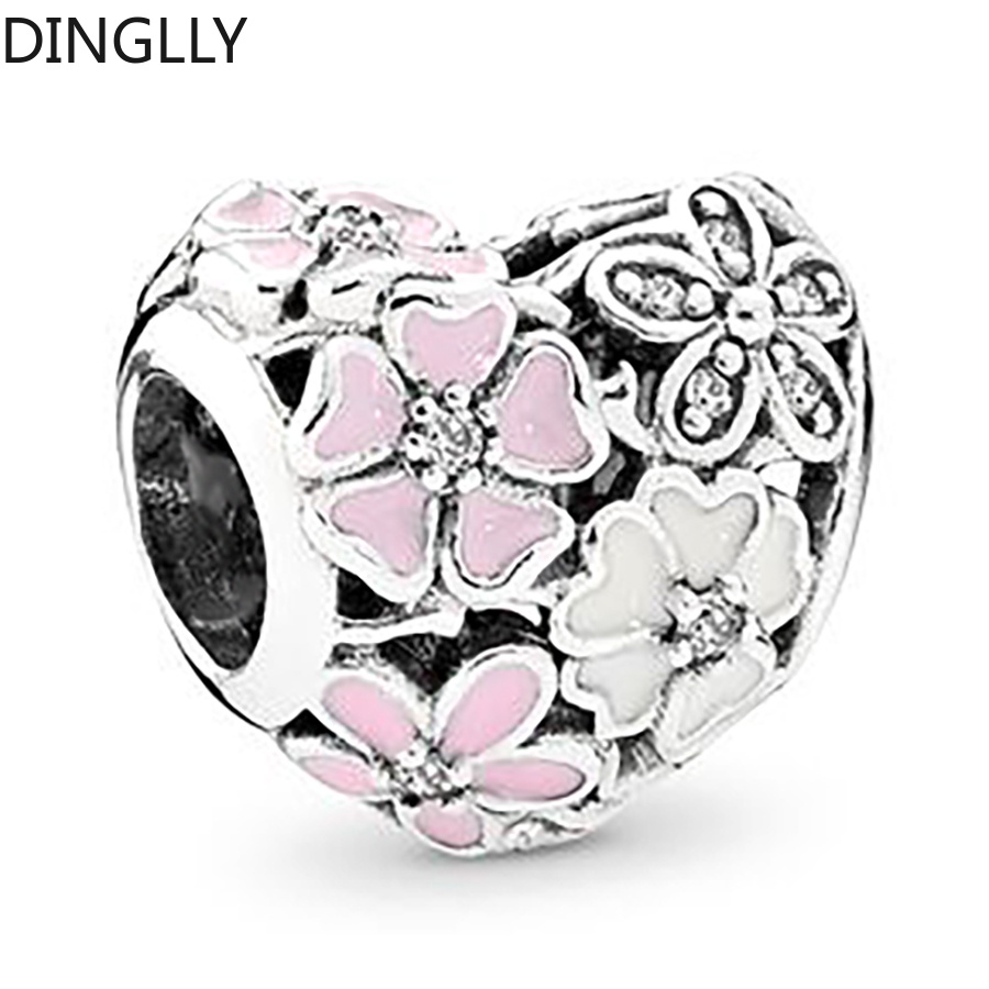 Hạt Charm Hình Hoa Hồng Và Bướm Màu Bạc Dùng Làm Trang Sức DIY