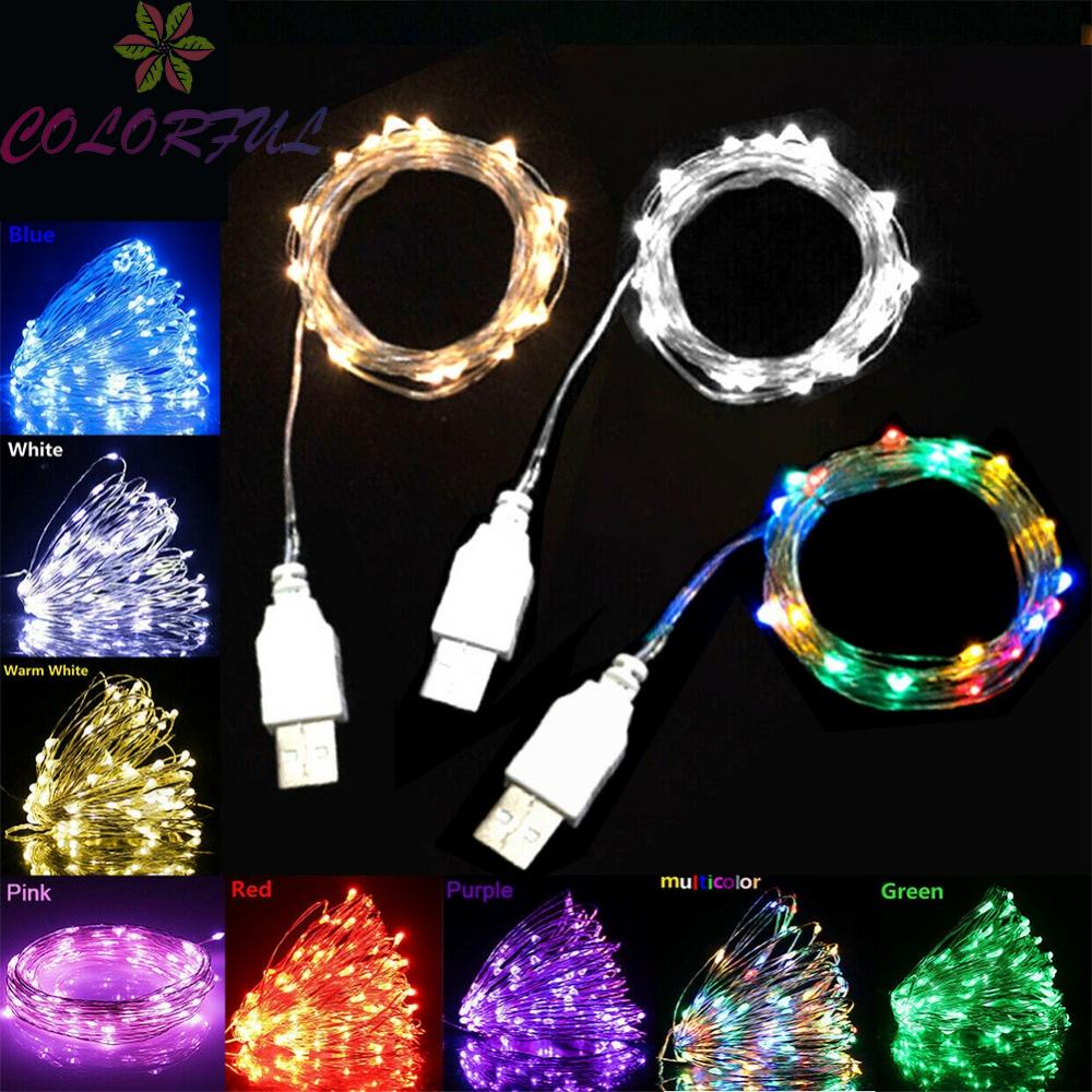 【COLORFUL】USB/LED Mini Rice Wire Copper String Fairy Lights Party Decor Christmas Gift