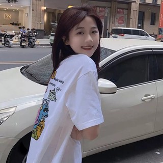 Áo thun 3158 cotton khô dáng suông họa tiết graffiti thời trang cho nữ