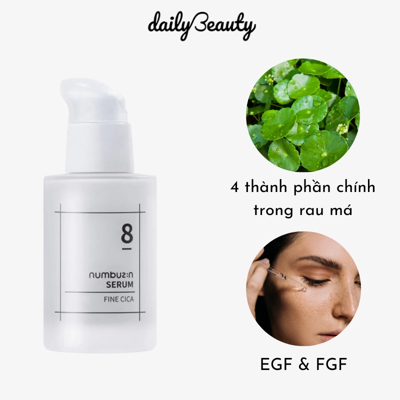 Ảnh Tinh chất serum rau má Numbuzin No.8 Fine Cica Serum dành cho da m.ụ.n v.iê.m và da nhạy cảm dung tích 50ml Daily Beauty 3