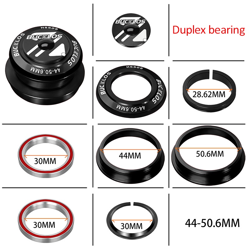 Tai nghe xe đạp BUCKLOS Vòng bi đôi 34-34 / 44-44 / 44-50.6 / 44-55 / 44-56 / 41.8 / 52mm Tai nghe xe đạp leo núi đường trường cho khung nĩa 28,6mm