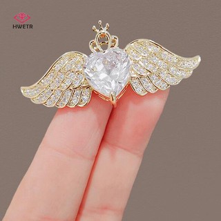 Ghim cài pha lê HWETR cánh thiên thần dễ phối đồ trang trí đa dụng