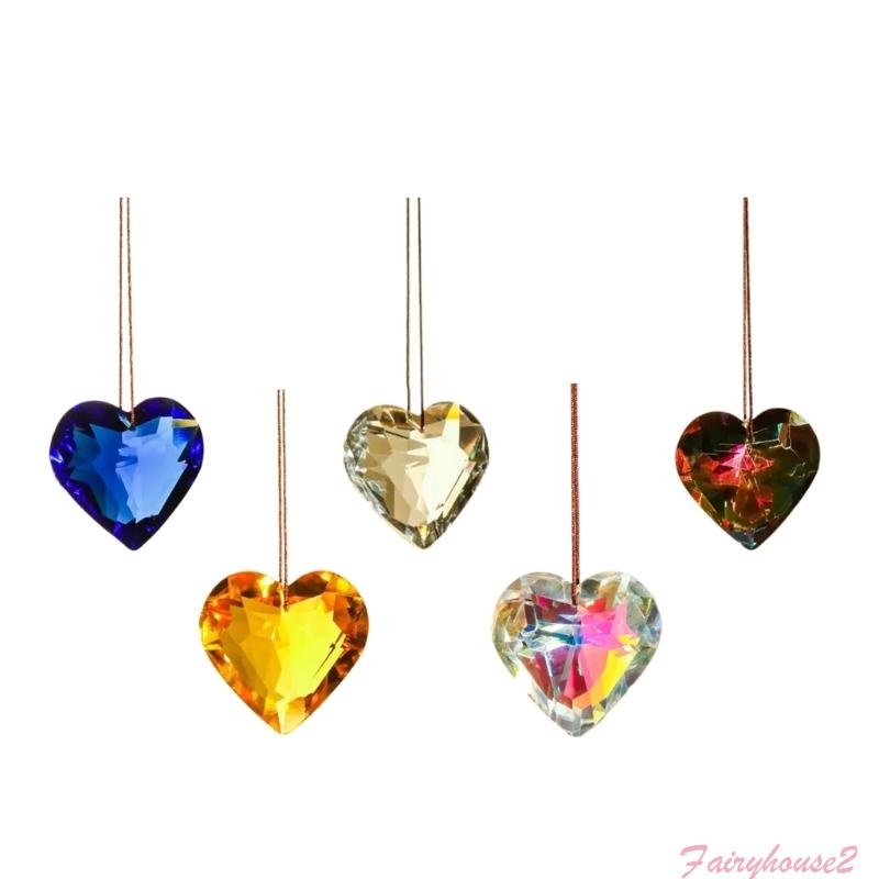 Ff 4 5cm pha lê trái tim lăng kính suncatchers cửa sổ sun catchers cửa hiên treo đồ trang trí cầu vồng nhà sản xuất mặt dây chuyền