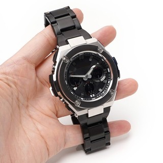 Dây đeo đồng hồ bằng thép không gỉ 304 cho casio gst w300 g 400g b100 s310 s120 s110 w110 dây đeo đồng hồ màu đen bạc đeo tay nam nữ cổ điển