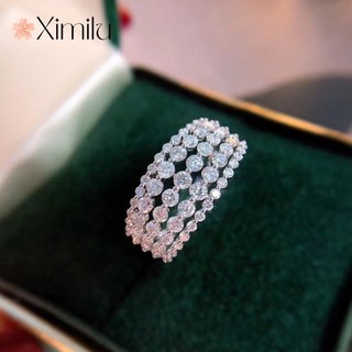 ♥ Sang Trọng Tinh Tế Moissanite Nhẫn Kim Cương Nữ 5 Hàng Kim Cương Full Kim Cương Micro Set Cao Carbon Kim Cương Đính Hôn Trang Sức❤