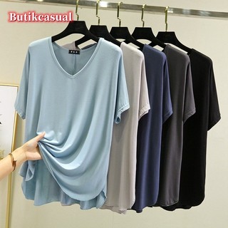 Áo thun nữ modal cotton tay ngắn áo thun trơn dáng rộng áo sơ mi cổ chữ V Áo sơ mi giản dị