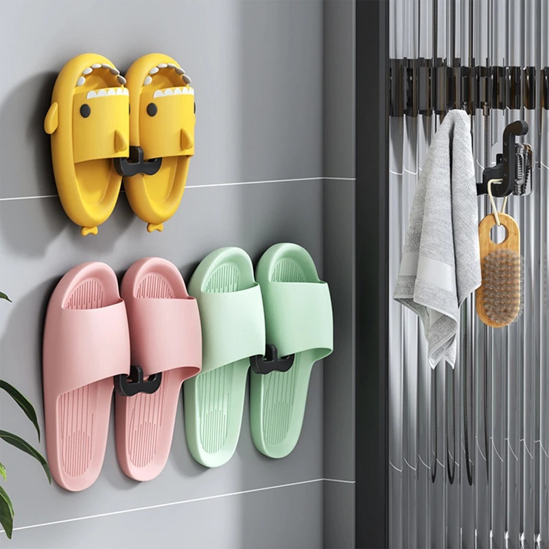 Giá Đỡ Phơi Khăn / Chìa Khóa / Dép Hai Ngăn Gắn Tường Tiết Kiệm Không Gian Tiện Dụng