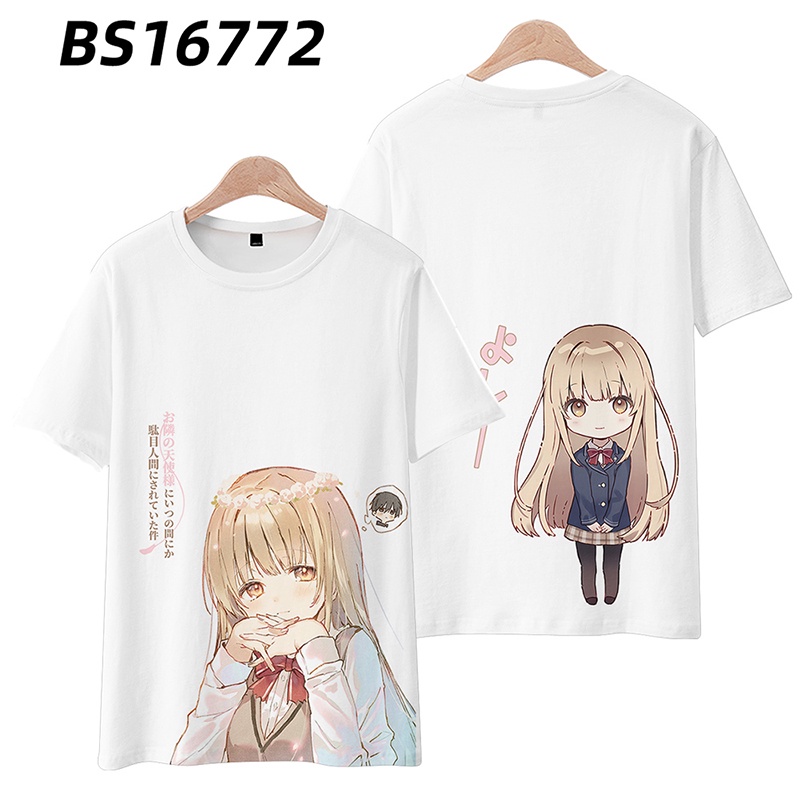 Áo Thun Nữ Oversize cosplay Mahiru Shiina, cửa xẻ tà, kèm bông tai kẹp