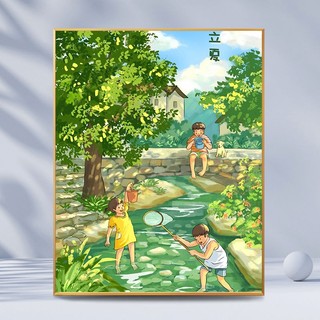 MOZI Tranh sơn dầu kỹ thuật số 40x50cm phong cảnh hoạt hình, tranh số hóa theo yêu cầu Twenty-Four Solar Terms