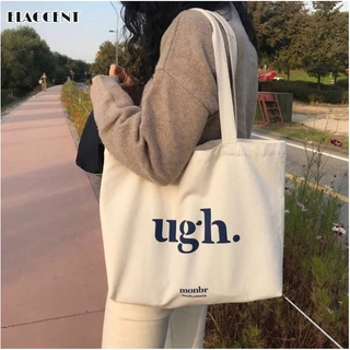 Túi Tote Vải ELACCENT Ins Văn Học Đơn Giản Dung Tích Lớn Phong Cách Hàn Quốc Một Vai Nữ Sinh Viên