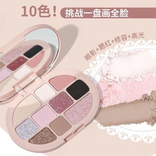 Bảng Phấn Mắt Gogo Tales 10 Màu Lì Bắt Sáng Chuyên Dụng Cho Trang Điểm Mờ / Matte