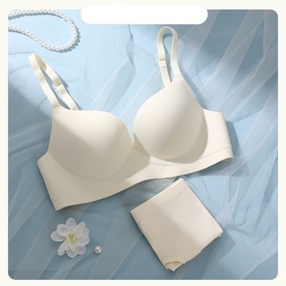 1 set Áo Ngực Không Đường May Cúp Dày Dặn + Quần Lót Mềm Mịn Đơn Giản Không Gọng Nâng Ngực + Quần Lót Dành Cho Nữ