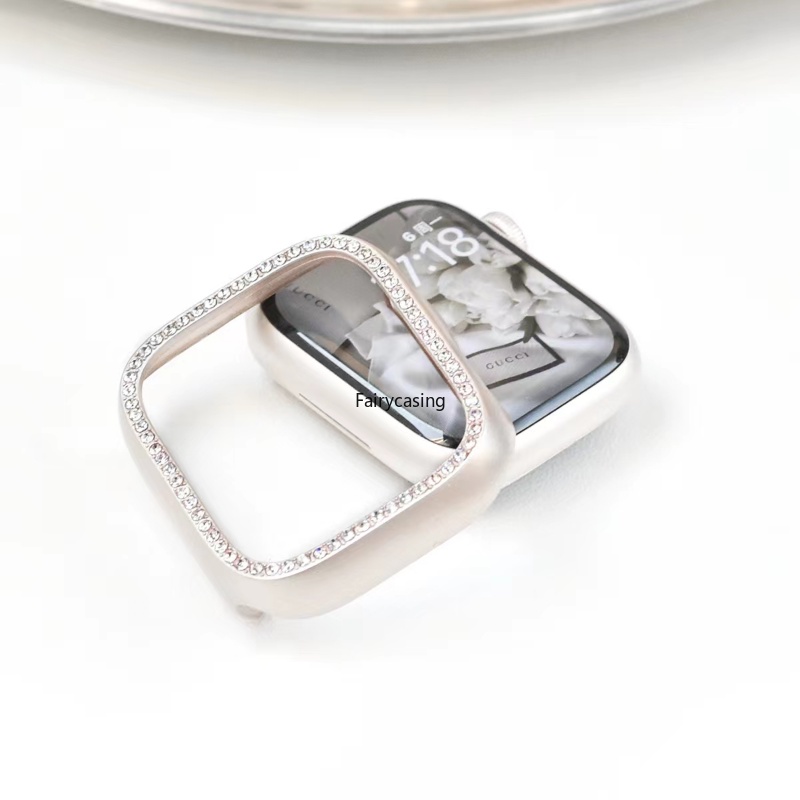 Ốp lưng kim cương cho Apple Watch 11 10 9 8 7 6 5 4 3 2 1 SE, bảo vệ, Bling, 38/40/41/42/44/45/46/49mm, Ultra 2