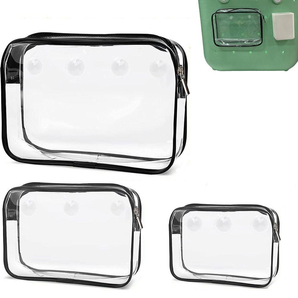 HOBBYIN Phụ kiện túi Tote đi biển HOBBYIN Bogg, Phụ kiện túi đi biển bằng nhựa PVC, Túi xách trong suốt nóng Túi trang điểm có dây kéo cho người sắp xếp du lịch / Túi Bogg