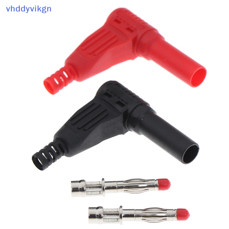 Set 2 Phích Cắm Chuối Góc Phải Cách Nhiệt 4mm Màu Đỏ + Đen