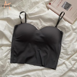 Áo Croptop Sát Nách Màu Trơn Lưng Cao Co Giãn Thời Trang Mùa Hè Cho Nữ