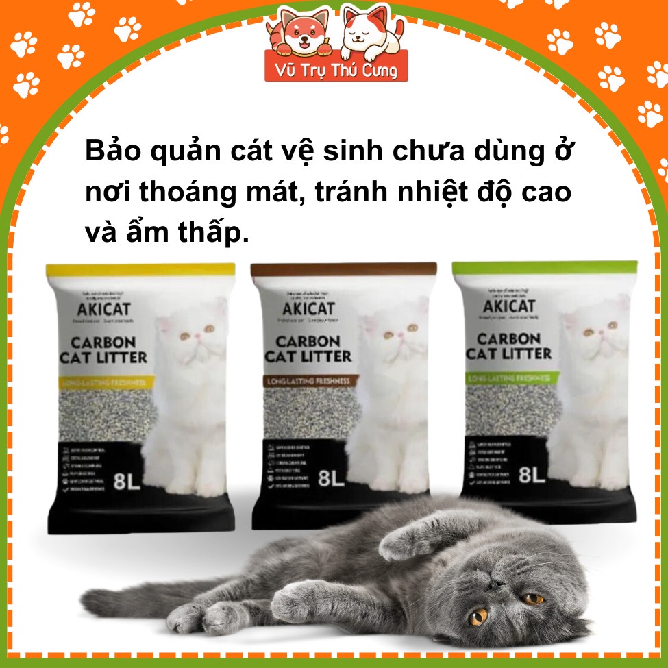 Combo 6 túi Cát Akicat cho Mèo 8L, khử mùi hôi và vón cục hiệu quả