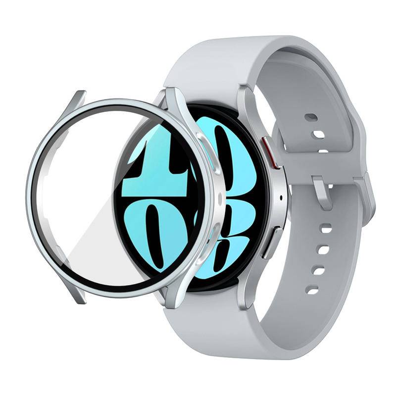 Kính cường lực + Vỏ PC cho Samsung Galaxy Watch 6 44mm 40mm Khung rỗng Ốp lưng bảo vệ Galaxy Watch6 Phụ kiện