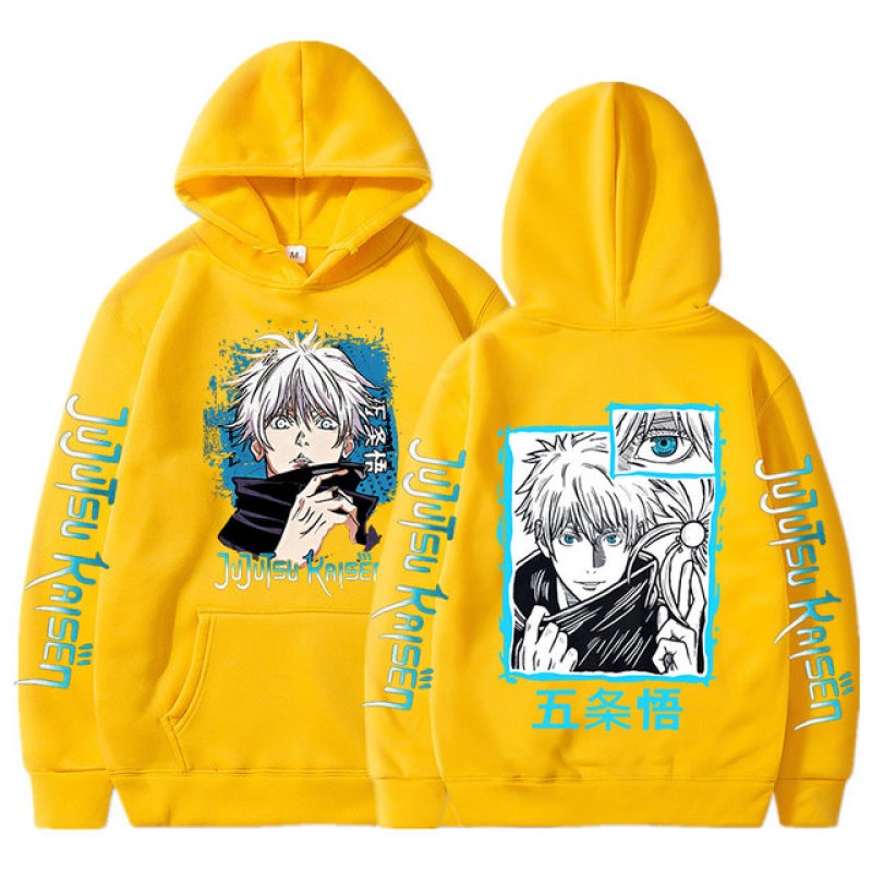 2023 new anime jujutsu kaisen satoru gojo hoodie quá khổ thu đông áo nam nữ áo chui đầu dài tay