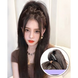 Tóc Giả Búi Kẹp Đuôi Ngựa Thẳng Y2K - Búi Kẹp Cao Phong Cách Hàn Quốc Hamin