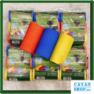 Set 3 Cuộn Túi Rác Màu, Túi Rác Đen Bao Đựng Rác Không Quai Sinh Học Size Trung 55 x 65cm