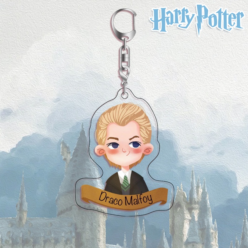 Móc khóa Harry Potter acrylic hình bảng các nhân vật trong hai mặt HD trang trí vật dụng