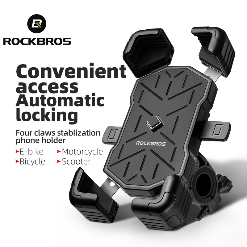 Giá đỡ điện thoại xe đạp ROCKBROS, Giá đỡ điện thoại xe đạp đa năng xoay 360 độ, Giá đỡ điện thoại di động 4,5-7,2 inch có giá đỡ xe máy chống sốc