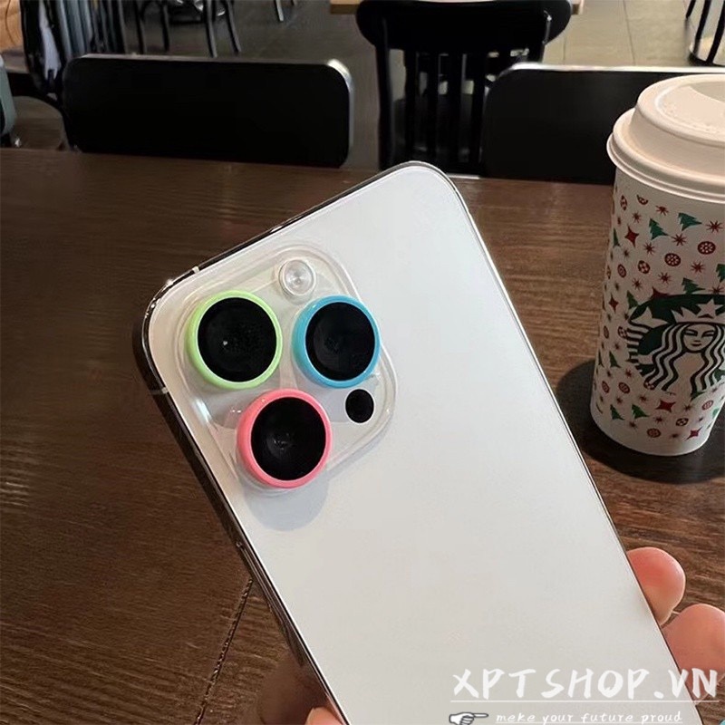 Màu Sắc Dạ Quang Gốm Màu Kính Bảo Vệ Ống Kính Cho iPhone 17 Pro Max 17 Air 16 Plus 15 14 13 12 11 13Mini 12Mini Vòng Máy Ảnh Kính Ống Kính Điện Thoại Phim Bảo Vệ