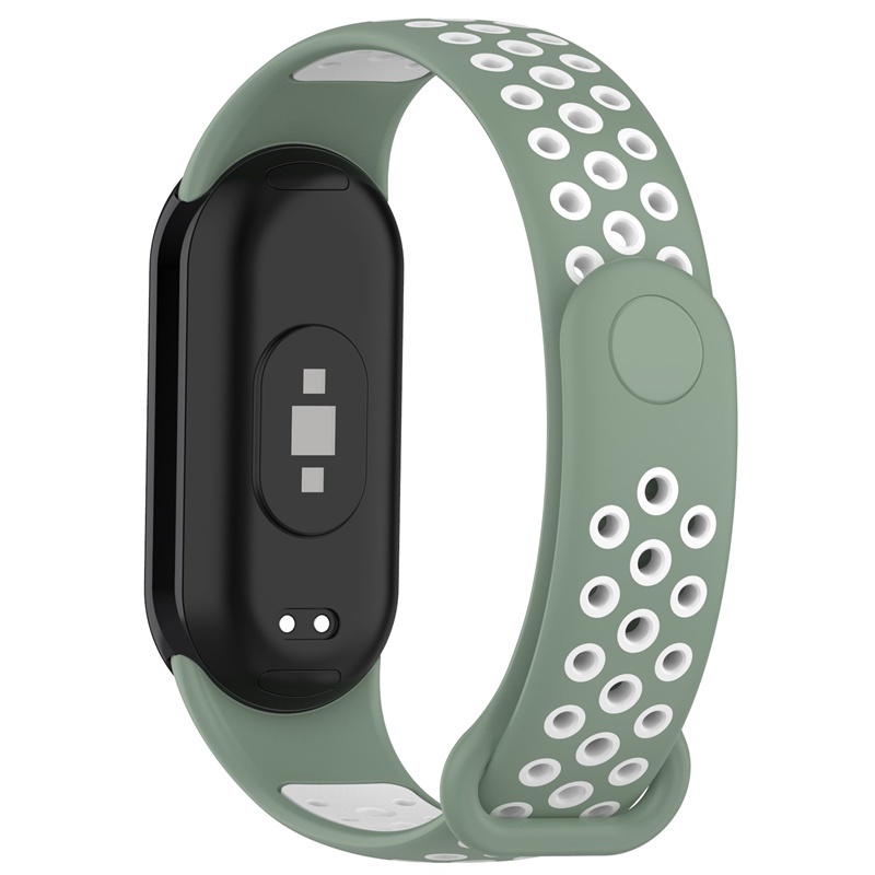 Dây đeo thay thế thể thao mềm cho Xiaomi Mi Band 8/9/10, thoáng khí, hai màu, vòng tay thay dây