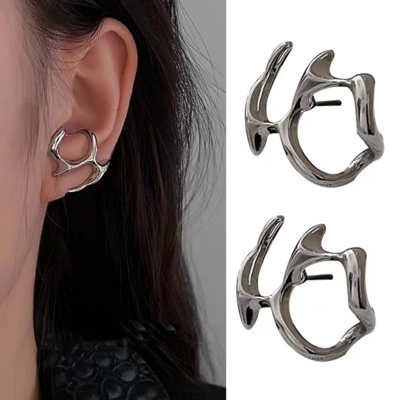 Dasbsug Màu Bạc Thiết Kế Độc Đáo Rỗng Không Đều Bông Tai Sinh Nhật Nữ