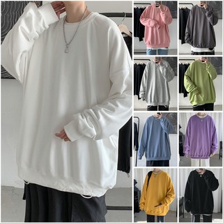 Áo Nỉ Cổ Tròn Hợp Thời Trang Dài Tay Không Mũ áo Unisex form rộng