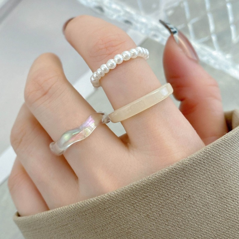 Set 3 Nhẫn Đính Ngọc Trai Giả Thời Trang Nữ