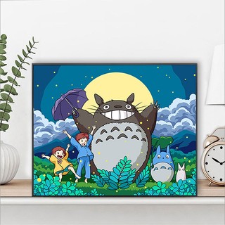 MOZI✨chinchilla 40*50cm tranh tô màu theo số tranh số hoá anime tranh số hóa theo yêu cầu tranh tô màu số hoá theo yêu cầu tranh tô màu số hoáTranh Sơn Dầu diy Hình Totoro Hoạt Hình Đáng Yêu sơn acrylic