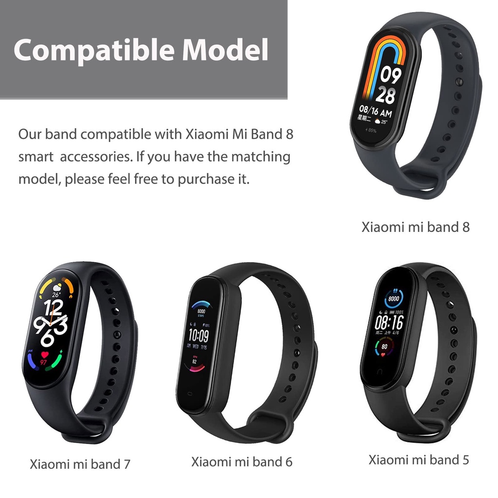 Dây Cao Su Cho Đồng Hồ Thông Minh Xiaomi Mi Band 8 / 7 / 6 / 5 / 8