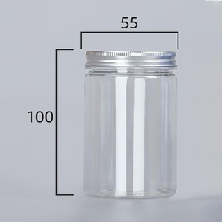 Hũ Nhựa Rỗng Trong Suốt Miệng Rộng Đựng Bánh Kẹo Có Nắp Đậy Bằng Nhôm Cấp Thực Phẩm