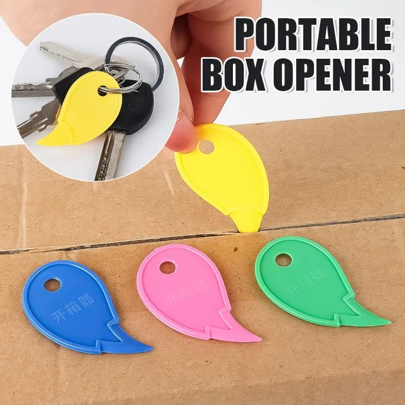 Móc khóa hộp đựng / Dụng cụ mở hộp Mini đầy màu sắc / Dụng cụ cắt mở chữ di động / Dụng cụ mở nắp bằng nhựa 10 chiếc / Dụng cụ cắt gói an toàn Mini