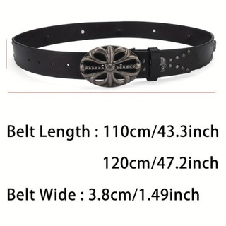 Thắt lưng da NCE đầu xương phong cách Hip Hop và Bohemian, thiết kế kẻ sọcpunk phù hợp xu hướng Y2K