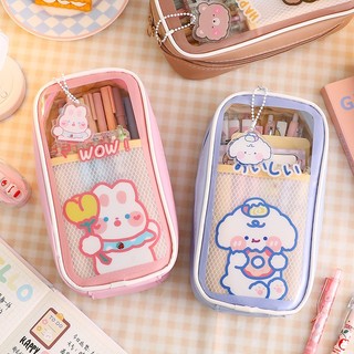 MEOWU Túi Đựng Bút / Mỹ Phẩm Sức Chứa Lớn Nhiều Ngăn Thỏ Bunny Cho Học Sinh PVC Chống Thấm Nước