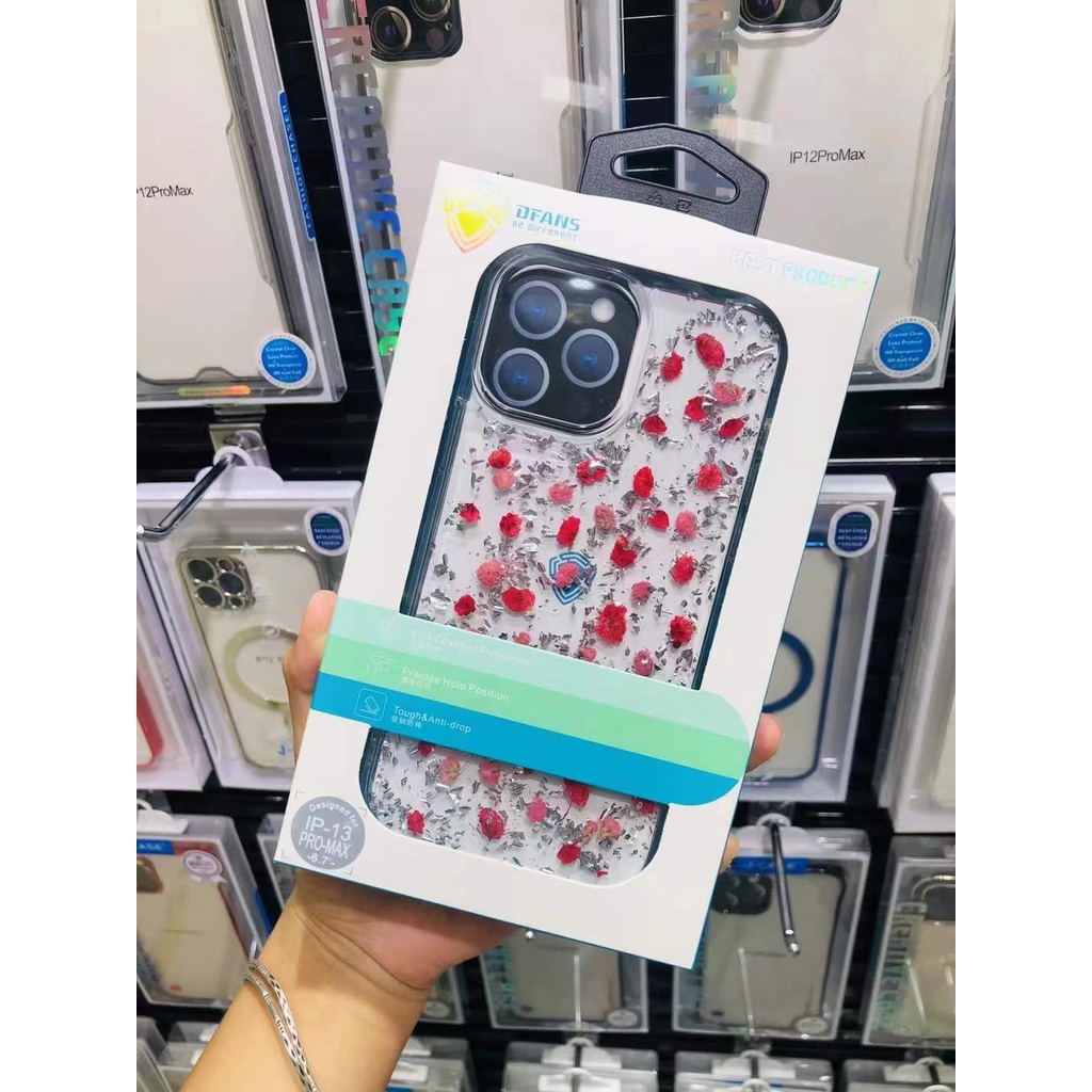Ốp điện thoại IPhone 13Promax Vỏ bảo vệ Dfans Flower Chống sốc Apple 13Promax Gold Foil Vỏ bảo vệ toàn diện