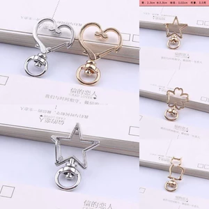Phụ kiện móc chìa khóa hình trái tim, pentagram, dây xích, chất liệu handmade DIY dùng làm trang sức