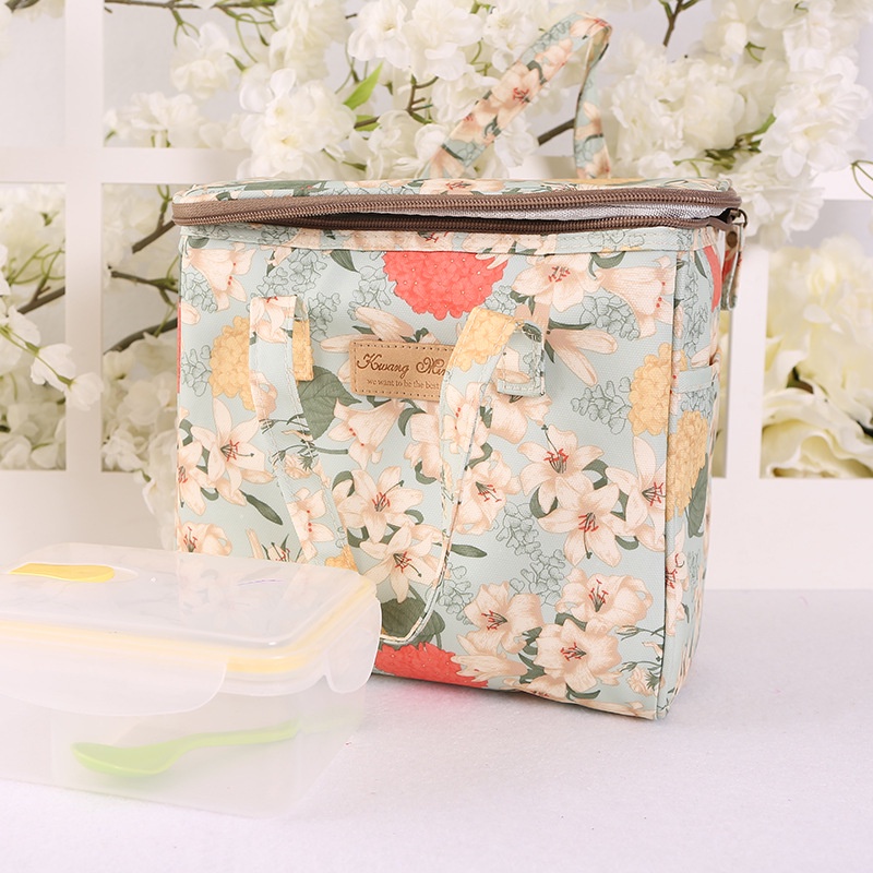Túi giữ nhiệt ăn trưa canvas di động chống thấm, bento, picnic, kèm đá lạnh
