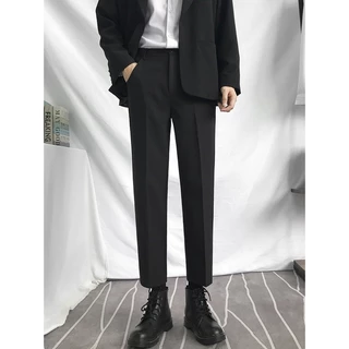 Quần baggy nam ống côn vải hàn, quần tây âu nam co giãn thời trang OKU